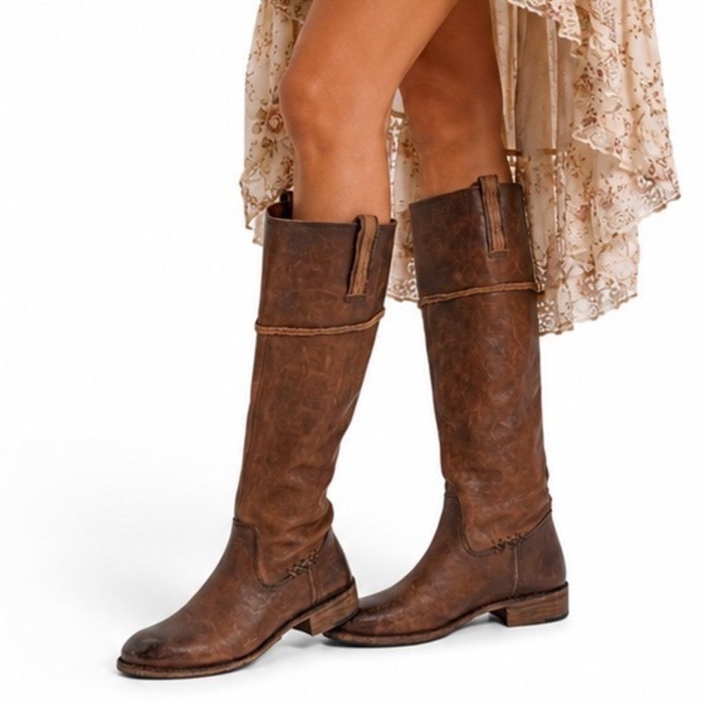 Frye Shirley Artisan Tall Riding Boots Women 9 Knee High Brown All Leather Soft